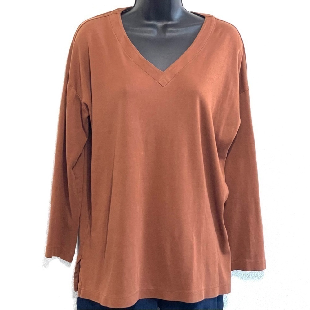 J.Jill Woman Simply Supima V Neck Tunic Long Sleeve Top Shirt Size M